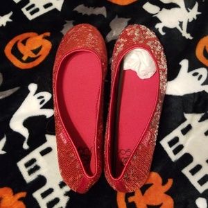 "Sugar"  red sequin ballet flats